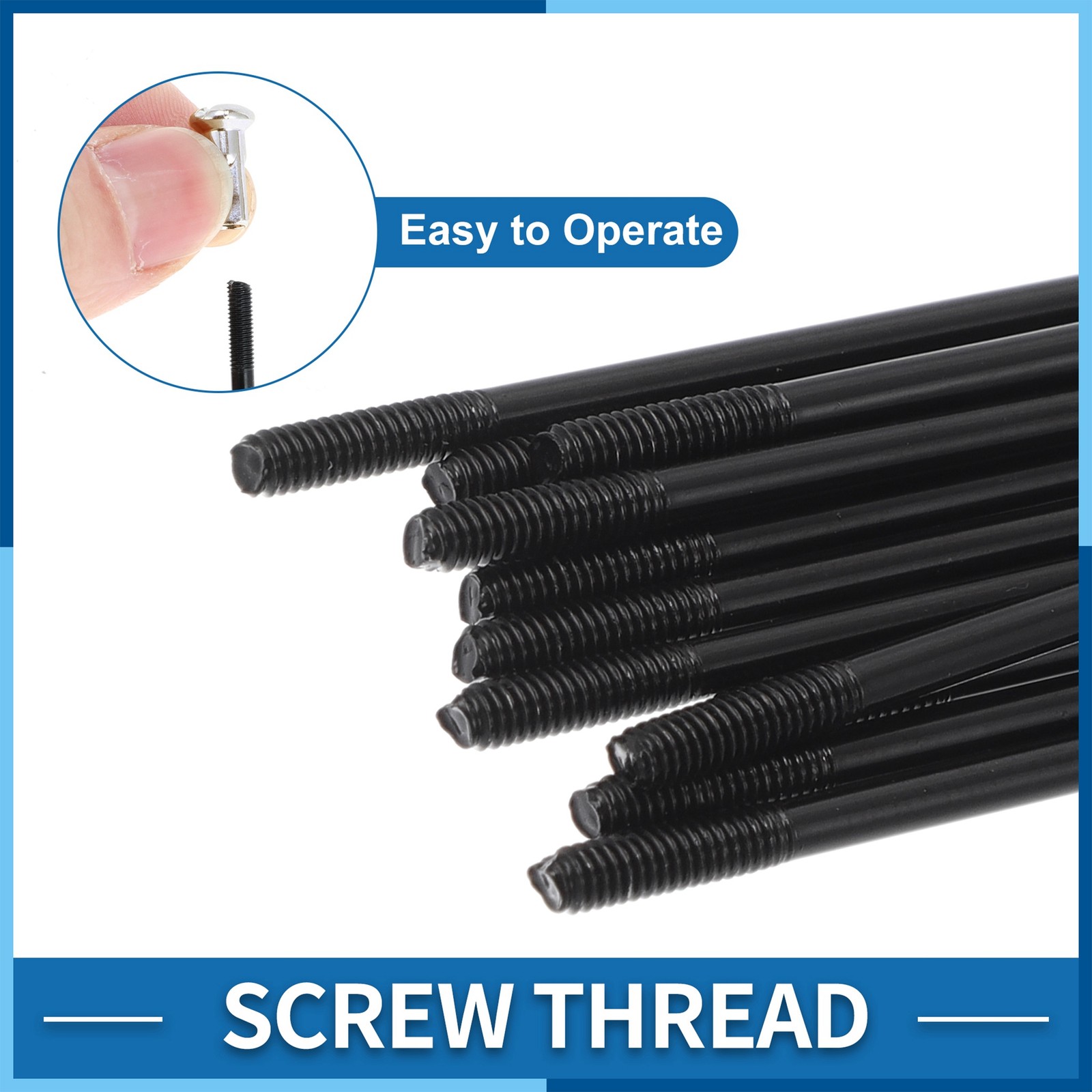 Set 14G 225mm Length Bicycle Spokes Nipple 304 Stainless Steel Black Universal
