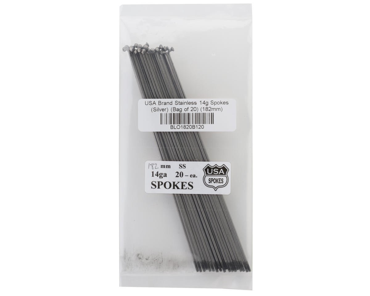 USA Brand Stainless 14g Spokes (Silver) (Bag of 20)