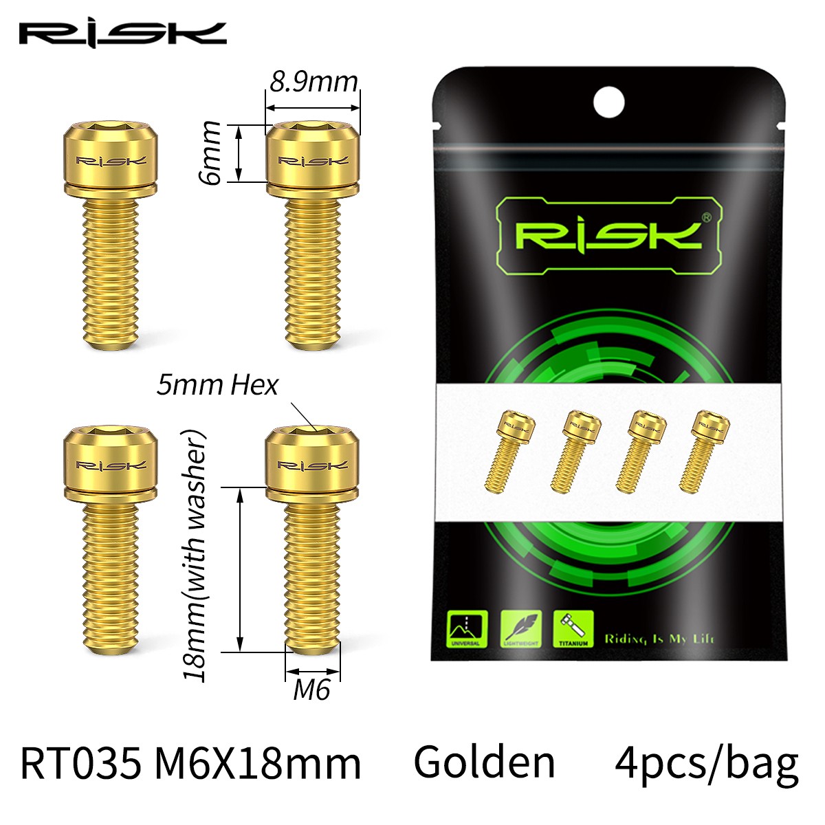 4pcs/set M6*18/20mm Disc Brake Bolt Clamp Titanium Alloy MTB Bike Bicycle Screw
