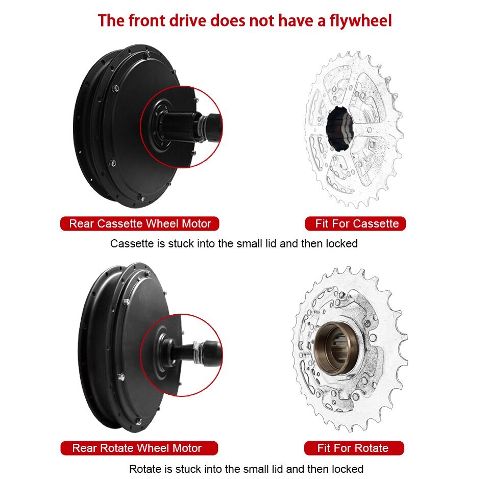 Snow Fat Tire E-bike Conversion Kit 500W-3000W 36V/48V/72V Front/Rear Motor