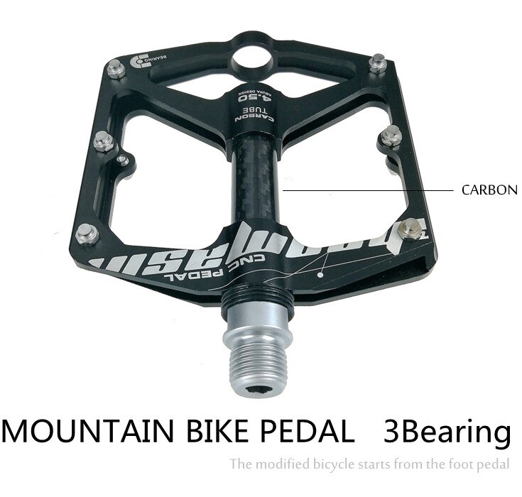 Aluminum Carbon Road MTB Mountain Bike XC AM Bicycle Pedal 3 Bearing Flat Pedals