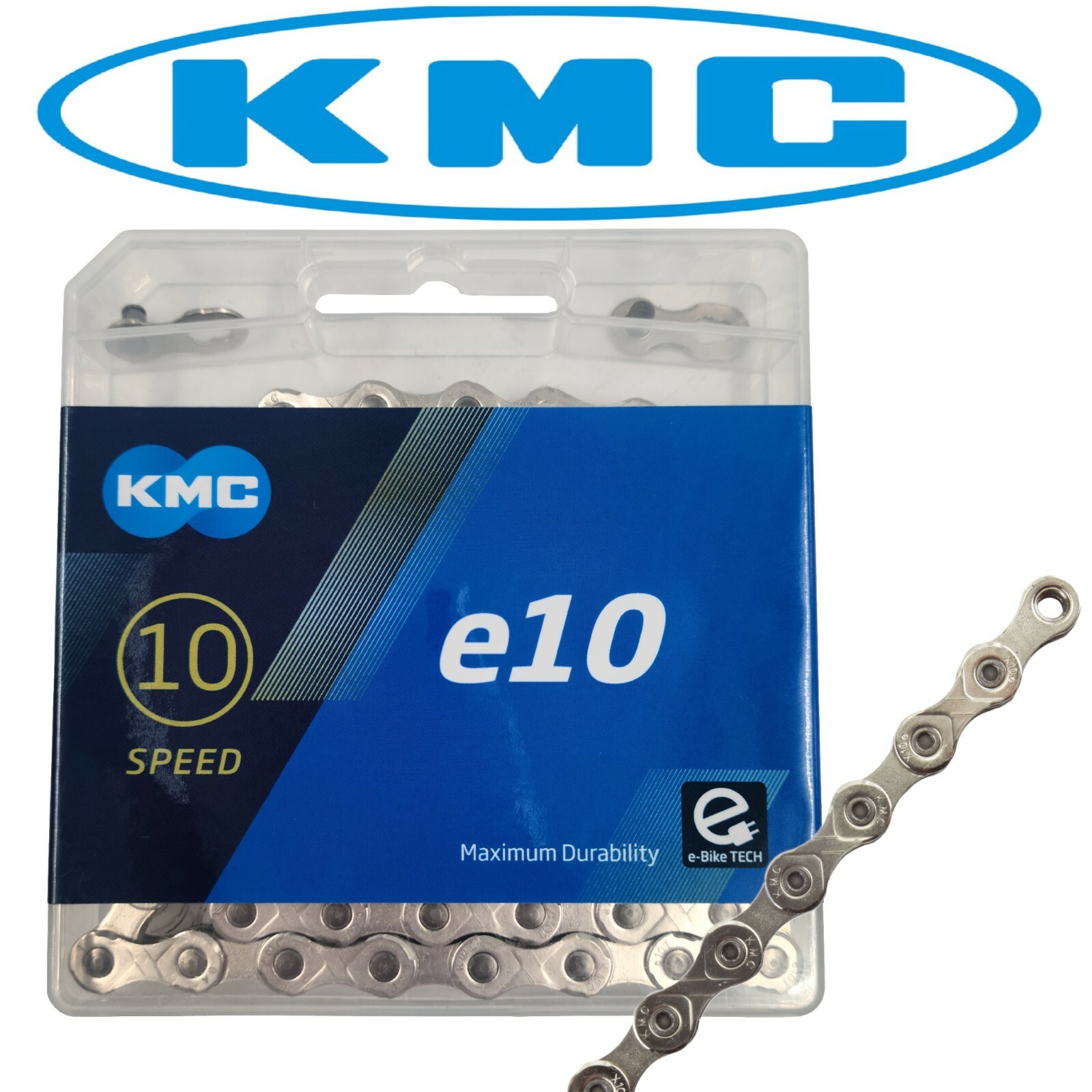 KMC e10 10 Speed Silver Bike Chain e-Bike Ready 136L extra long strong chain