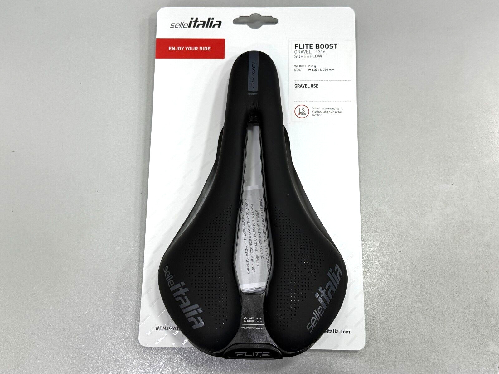 Selle Italia Flite Boost Gravel Ti316 Superflow L3(145x250mm) Saddle Black