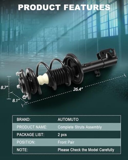 Front Pair Complete Struts Coil Spring Assembly Shock 2*Front Complete Strut