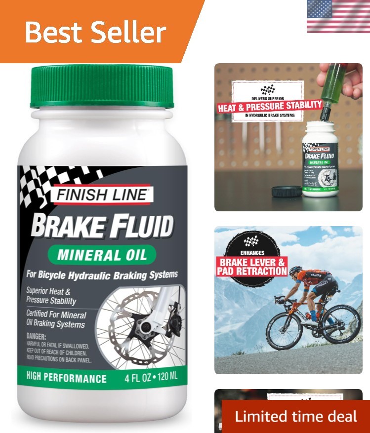 Mineral Oil Bicycle Brake Fluid – 4oz Low Viscosity Formula for Elite Perform…