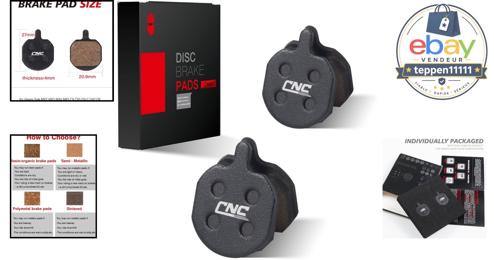 Organic Resin Disc Brake Pads 2 Pairs Mountain Bike