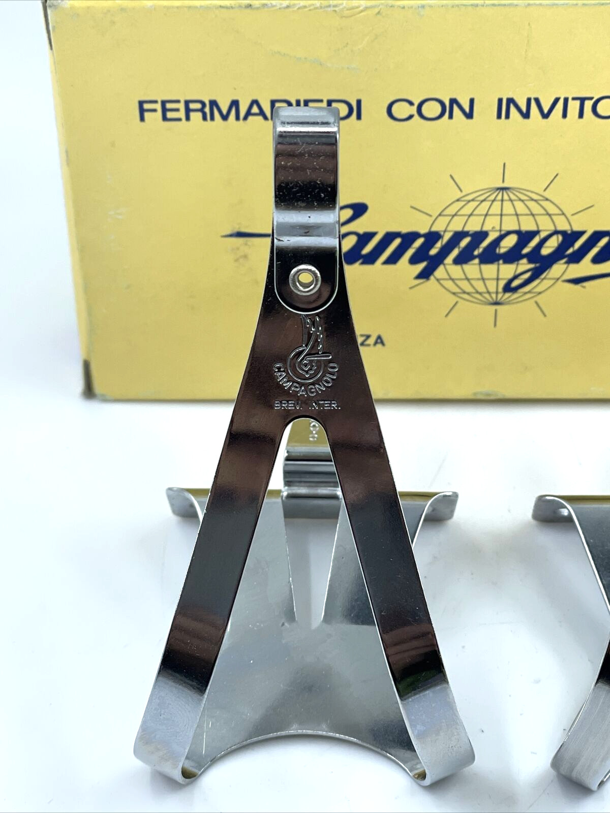 NOS Campagnolo NUOVO RECORD Small Road Chromed Steel Toe Clips NEW IN BOX!