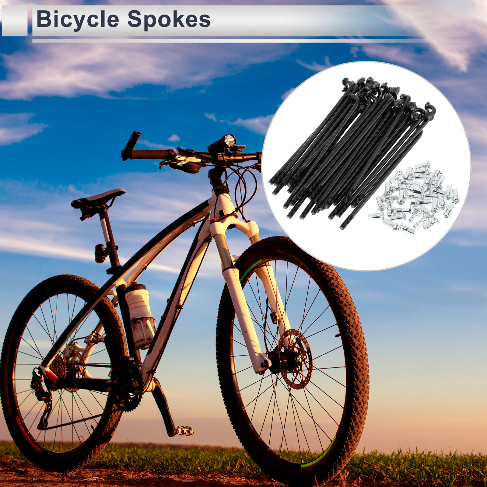 1 Set 12G 74mm Length Bicycle Spokes Nipple Carbon Steel Black Universal
