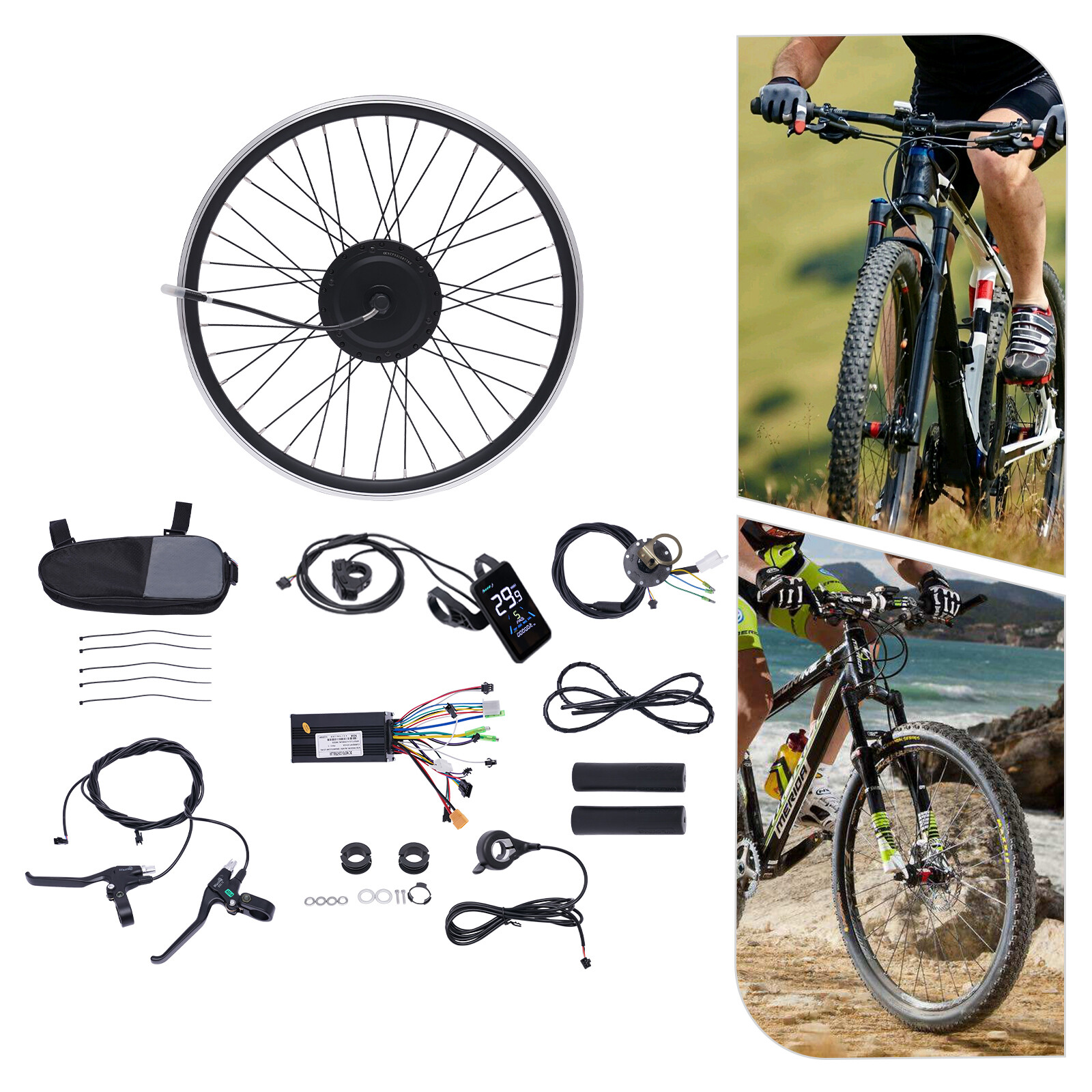 24″ 500W 36Volt E-Bike Front Wheel Electric Bicycle LCD Hub Motor Conversion Kit