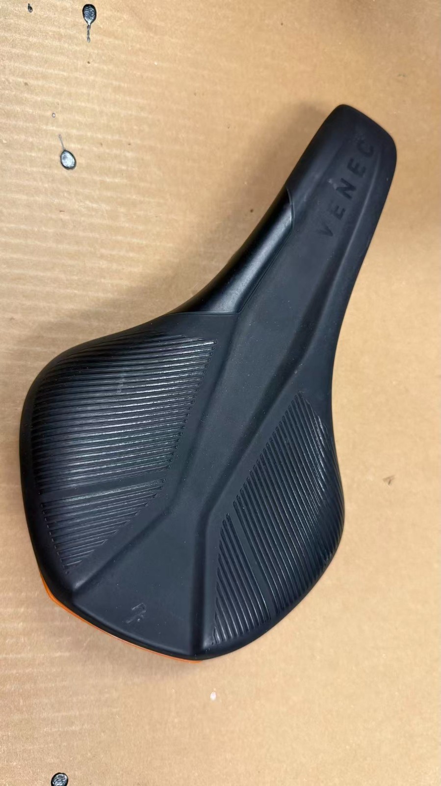 Venec MTB Saddle Orange/Black Steel rail 140mm x 245mm