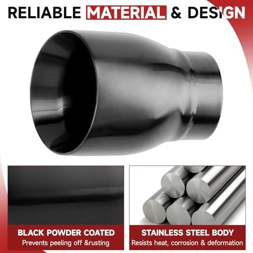Black Exhaust Tips 2.5″ Inlet, 2.5″ Inlet 2.5″ ID – 3.5″ OD – 5″ Long Weld