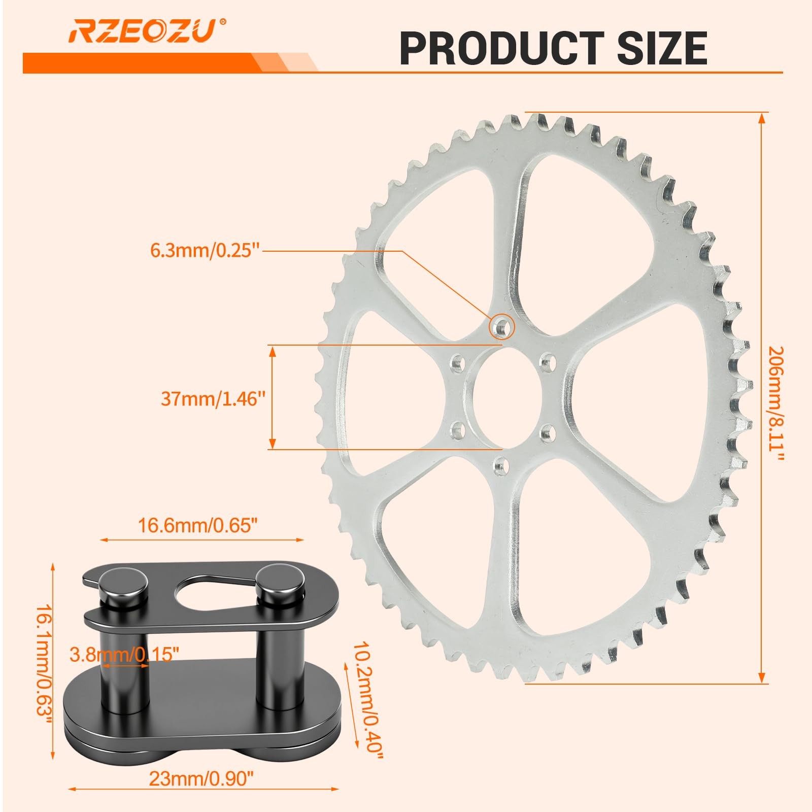 RZEOZU 50 Tooth Rear Sprocket 420 Chain Compatible with #40 41 420 Chain Coleman