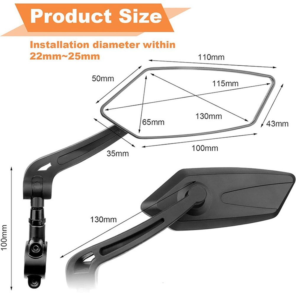 Bike Rearview Mirror for Electric Bike Scooter Reflective Rotation