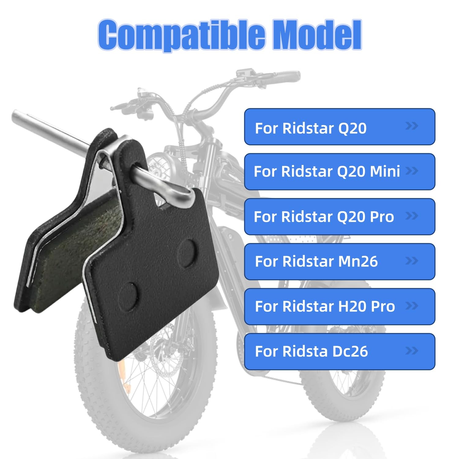 Black E-Bike Brake Pads Compatible Ridstar Q20 MINI 1.37*1.18 In Parts
