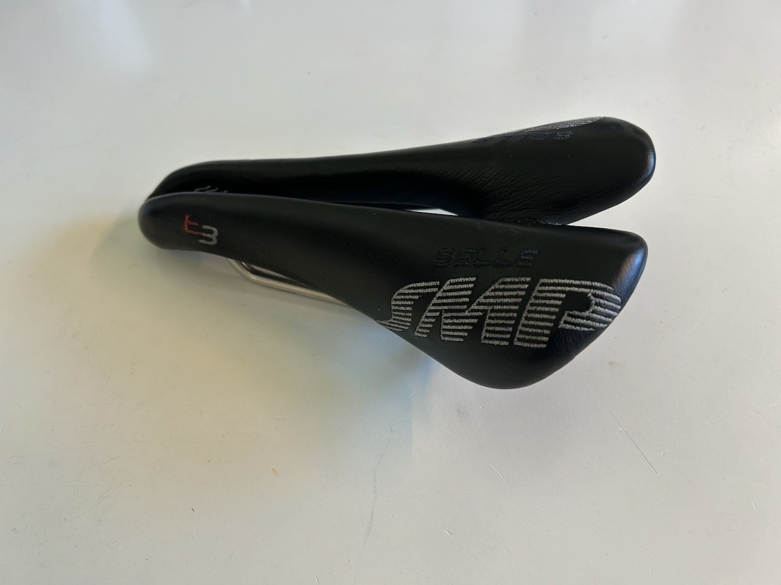 Selle SMP T3 Triathlon Bike Saddle – Black Leather – AISI 304 Stainless Rails