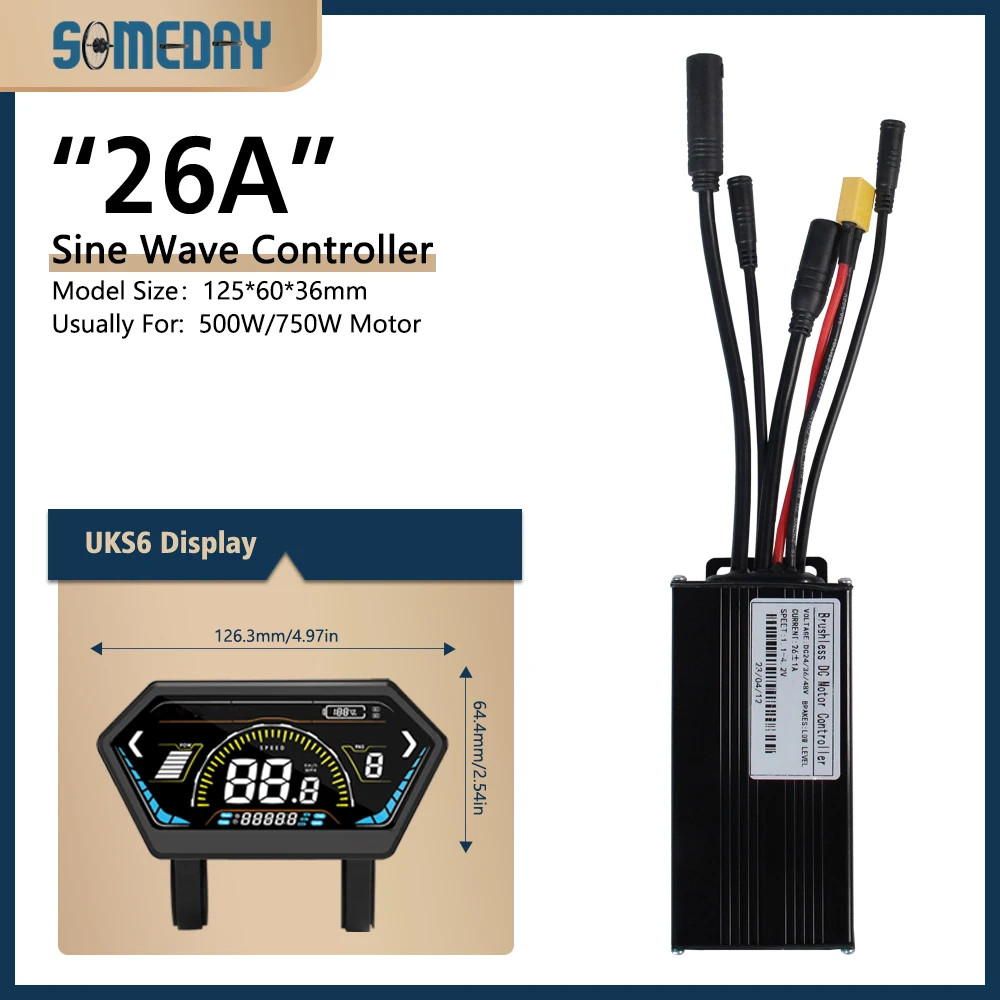 E-bike 26A Waterproof Three Mode Sinewave Controller 24V/36V/48V with Display