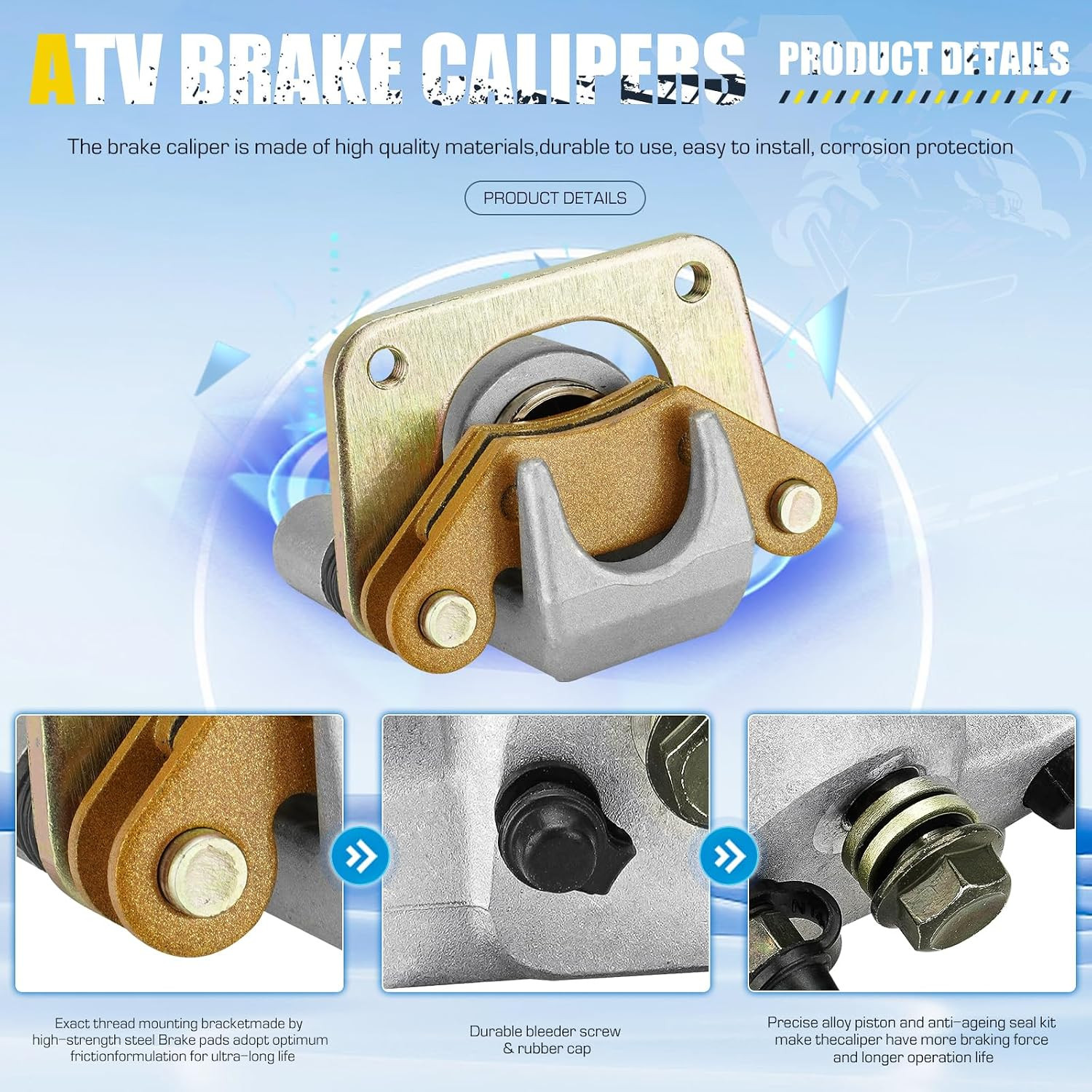 Rear Left/Right Brake Calipers Set with Pads for Polaris Ranger Crew 570/570-4 R