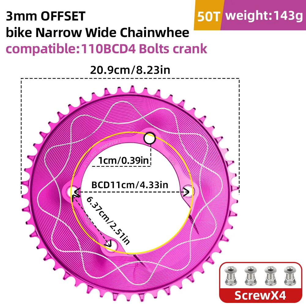 VXM 110BCD Chainring 40T-58T Bicycle Chainwheel 110BCD 4claws Bolt R7000 R8000