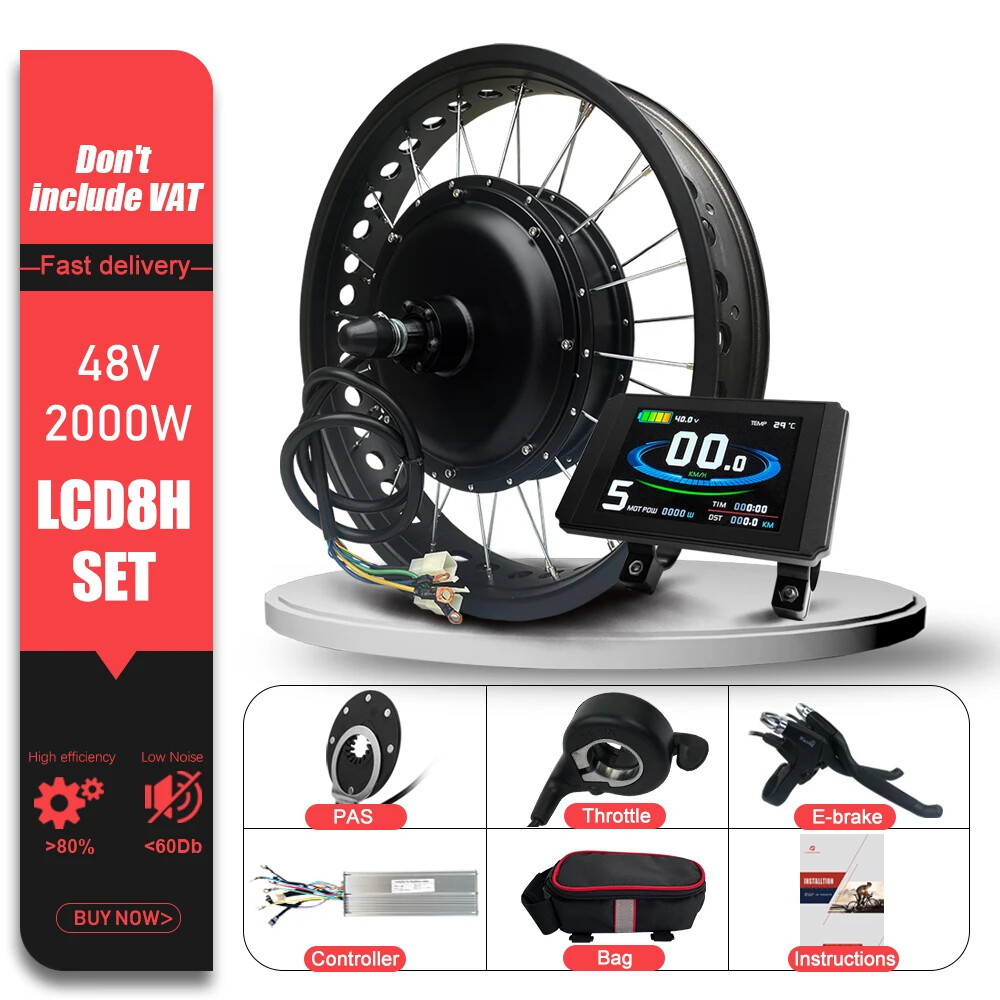 48V 2000W Snow E-bike Conversion Kit 4.0 Tyre Rear Cassette Hub Motor Wheel