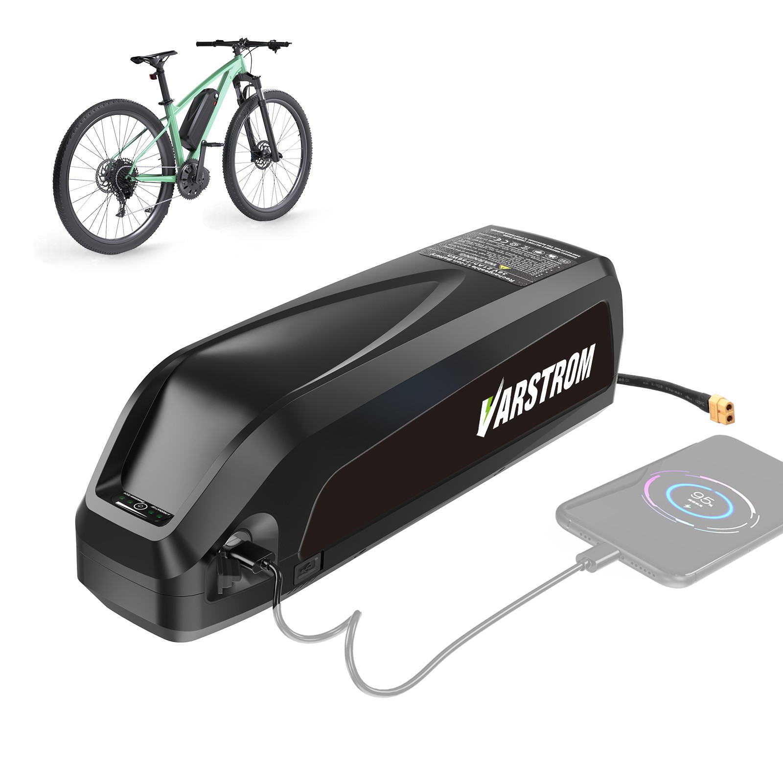 48V16Ah Electric Bicycle Lithium Battery w/ BMS for 0-1500W Ebike Conversion Kit