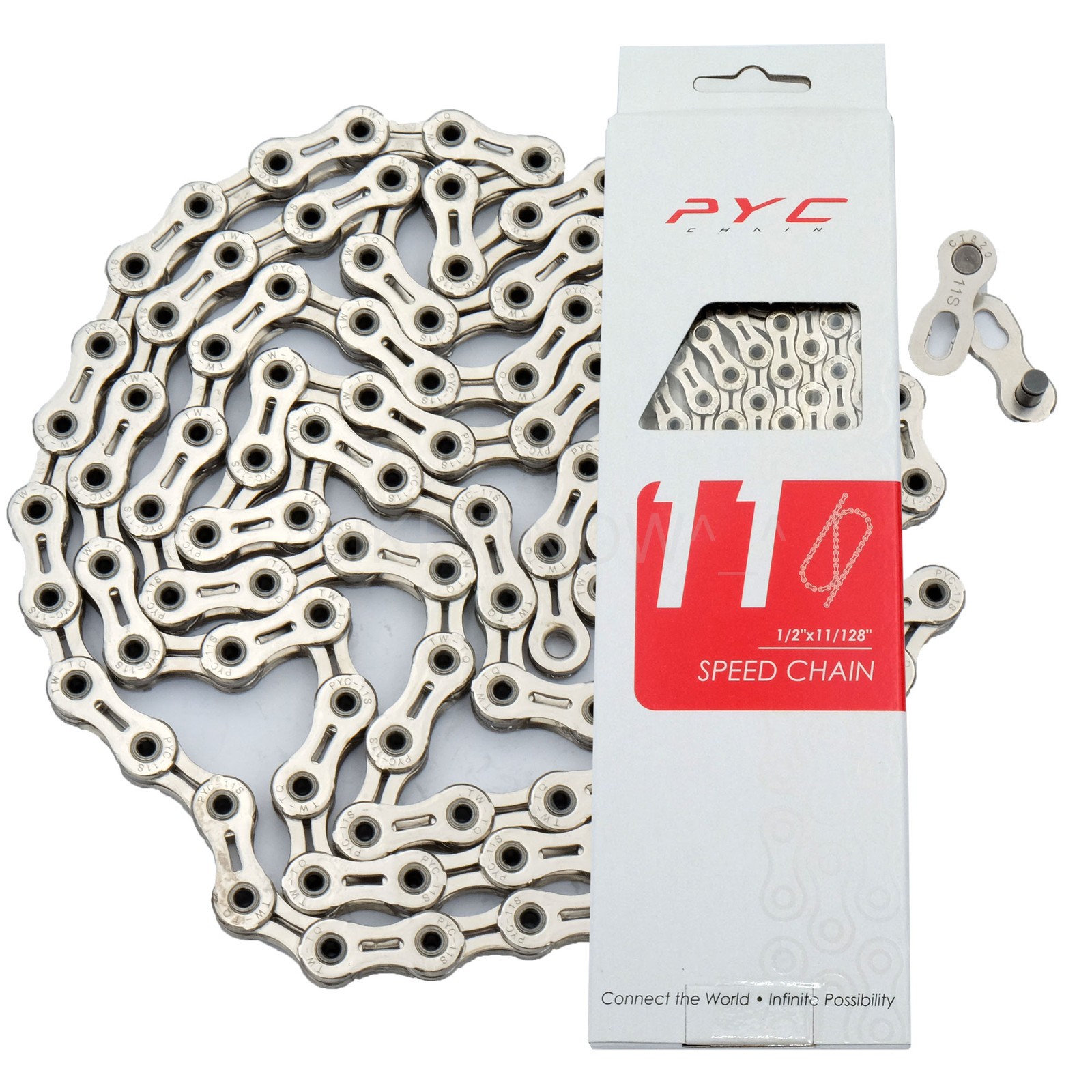 PYC Hollow Ultralight Road MTB CX Gravel Bicycle Bike 11 Speed Chain 116L Silver