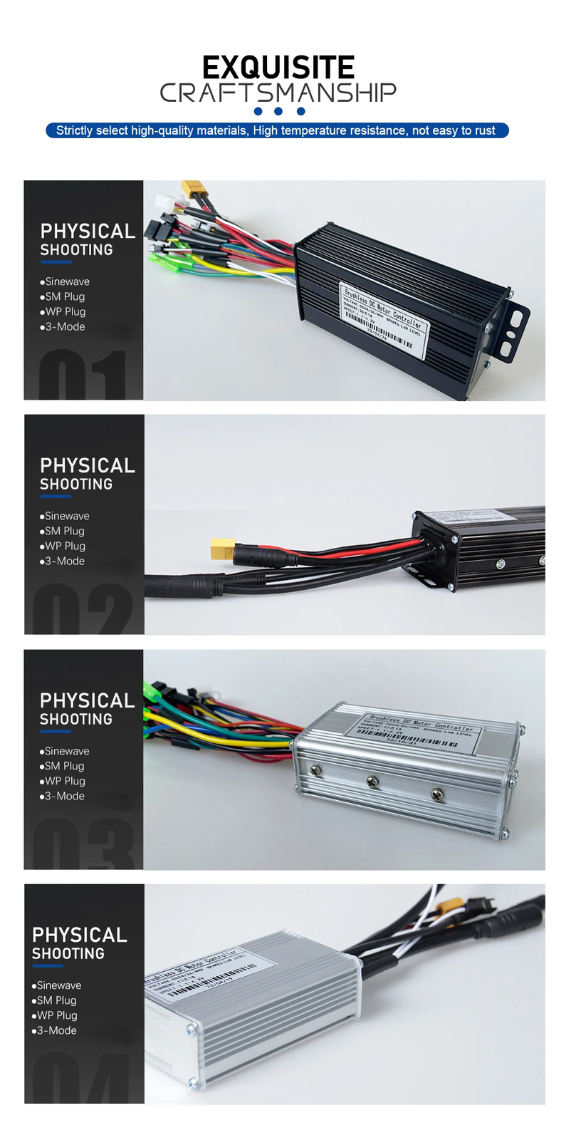 Three-Mode E-bike Sine Wave Controller 36V 48V 17/26/30/40A with LCD Display