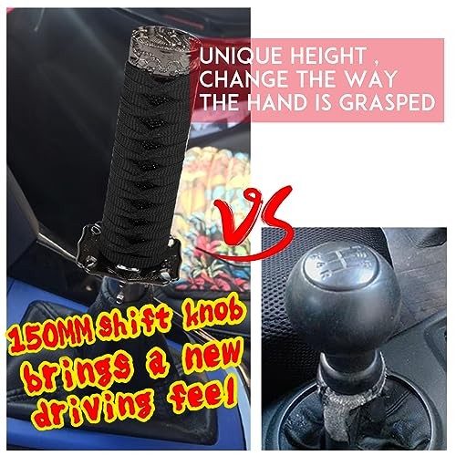 Katana Gear Shift Knob Samurai Sword Shifter Knob Universal Fit for Black+Black