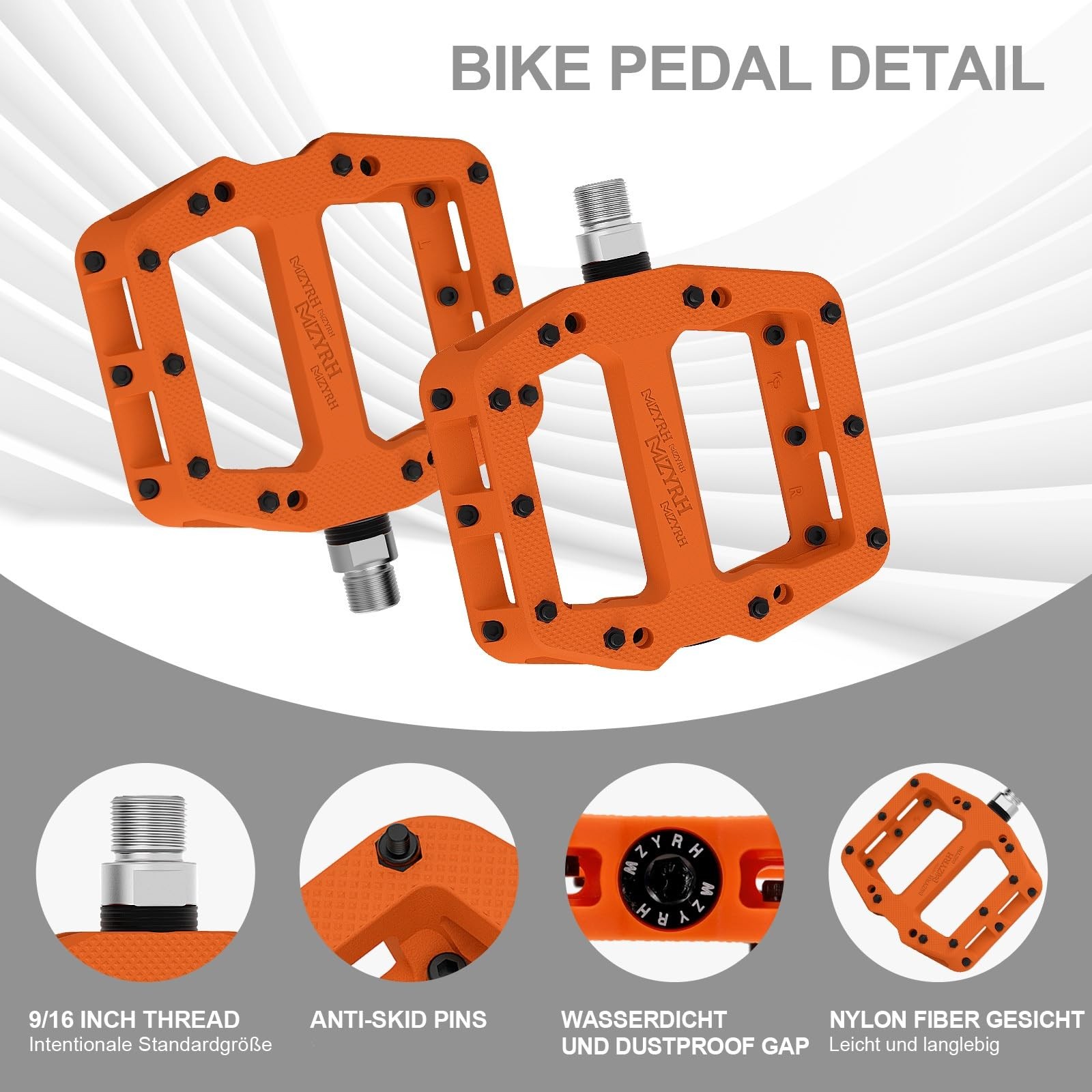 MTB Bicycle Pedals Nylon 3 Bearing Composite 9/16 Mountain Bike Pedals High Strength …