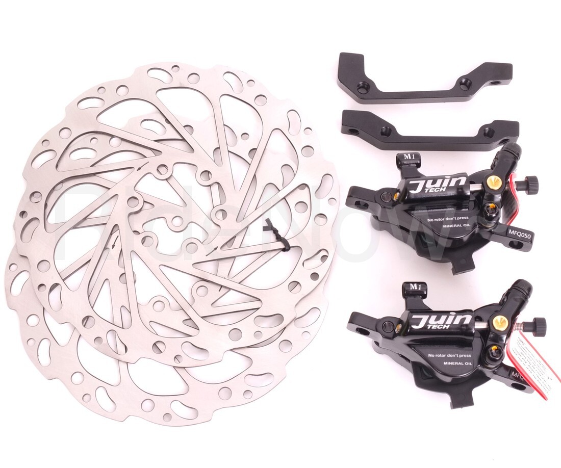 JuinTech M1 Cable actuated hydraulic MTB Bike Disc Brake set w/ Rotors Black