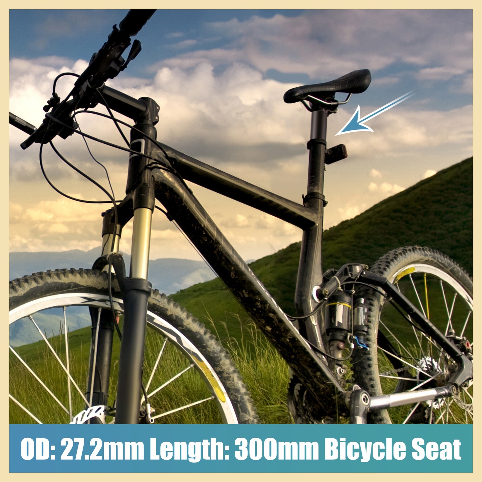 27.2x300mm Bike Seat Post Aluminum Alloy Bicycle Bike Seat Tube Mount