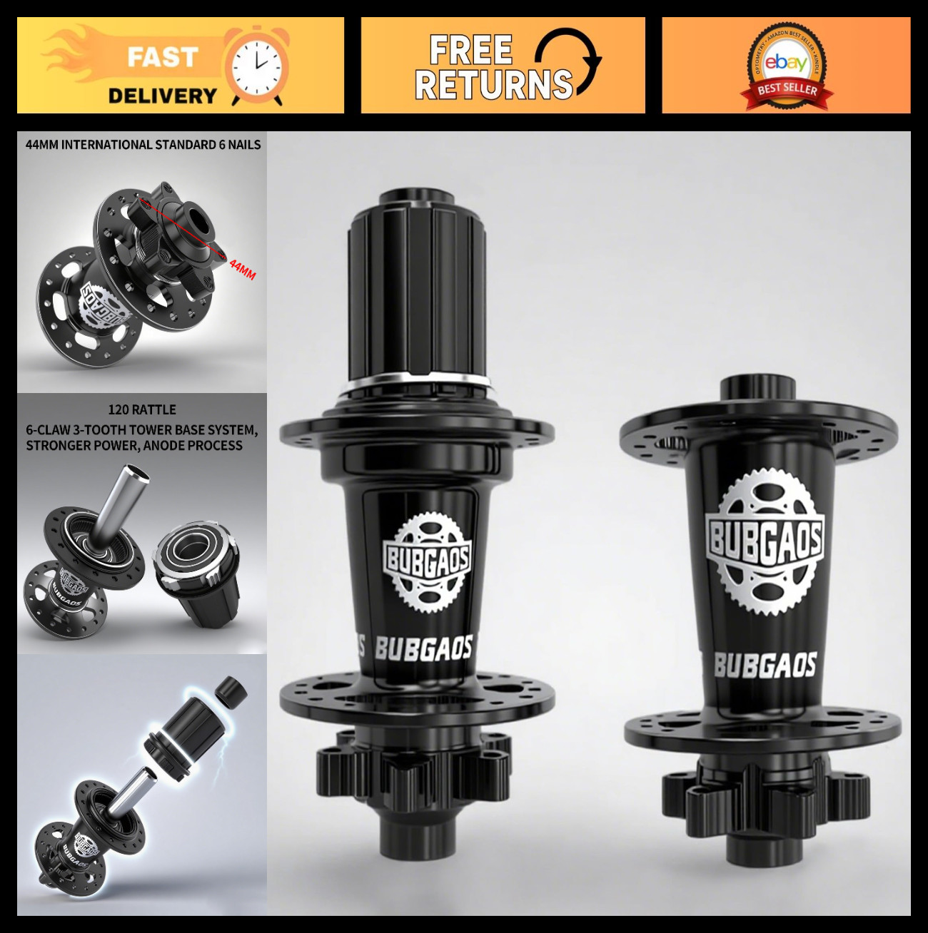 32H/36H MTB Bike Disc Brake Hub – Ultralight 7075 Aluminum, 6 Pawls, Front & Rea