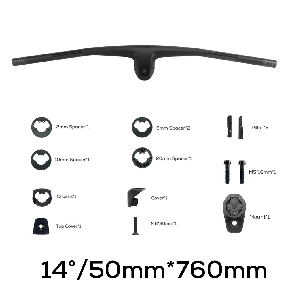 -9°/-10°/-12°/-14° Carbon Integrated mountain bike Handlebar 60mm With Mount