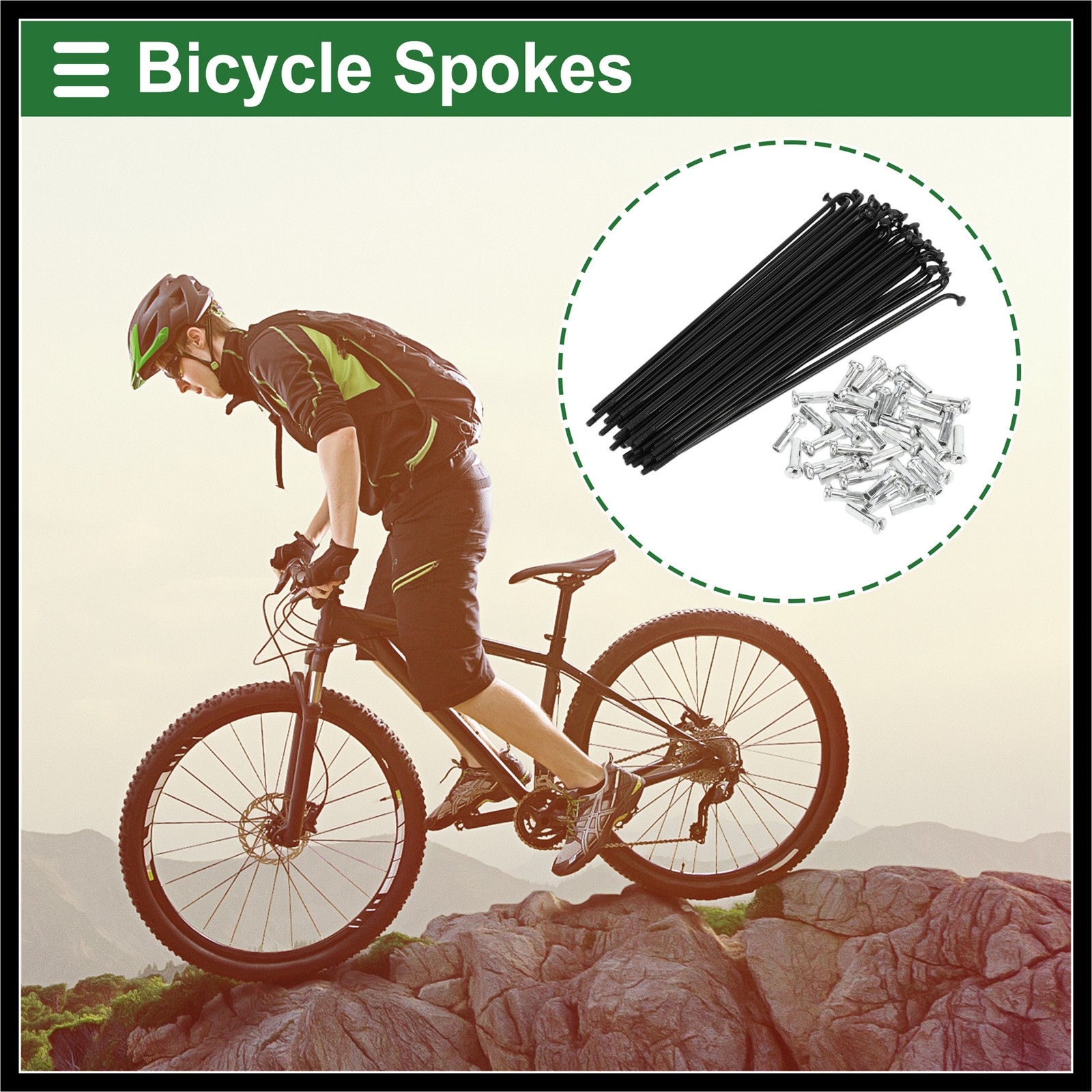 1Set 14G 138mm Length Bicycle Spokes Nipple Carbon Steel Black Universal