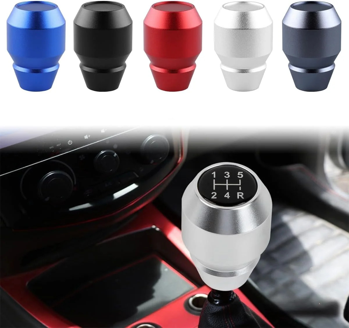 Zpana Car Shift Knob, Aluminum Alloy Manual Automatic Vehicle Gear Shifter Knob,