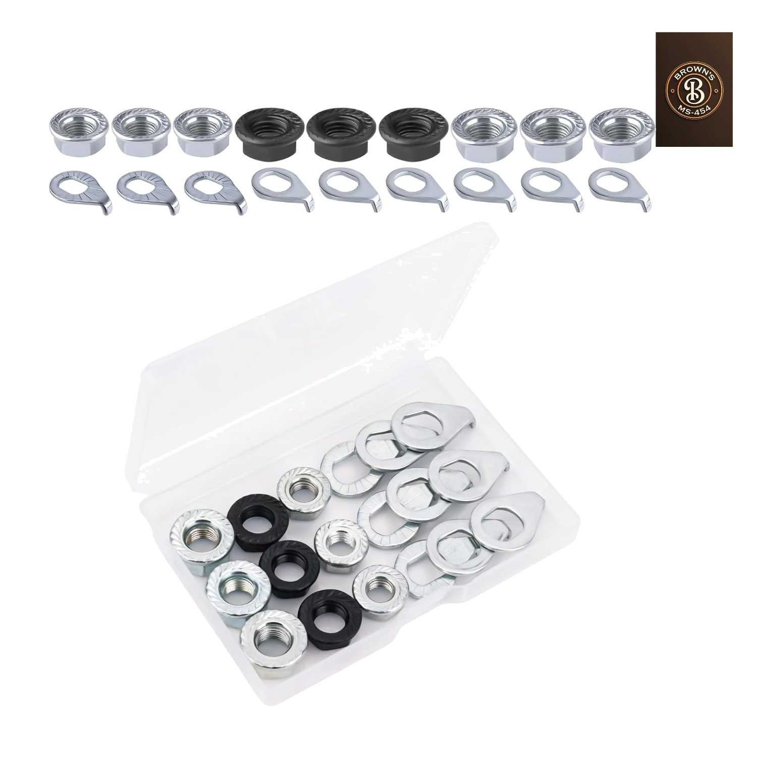 Bike Wheel Axle Nut and Bicycle Hub Safety Washer Kit, Flanged Nuts Parts Acc…