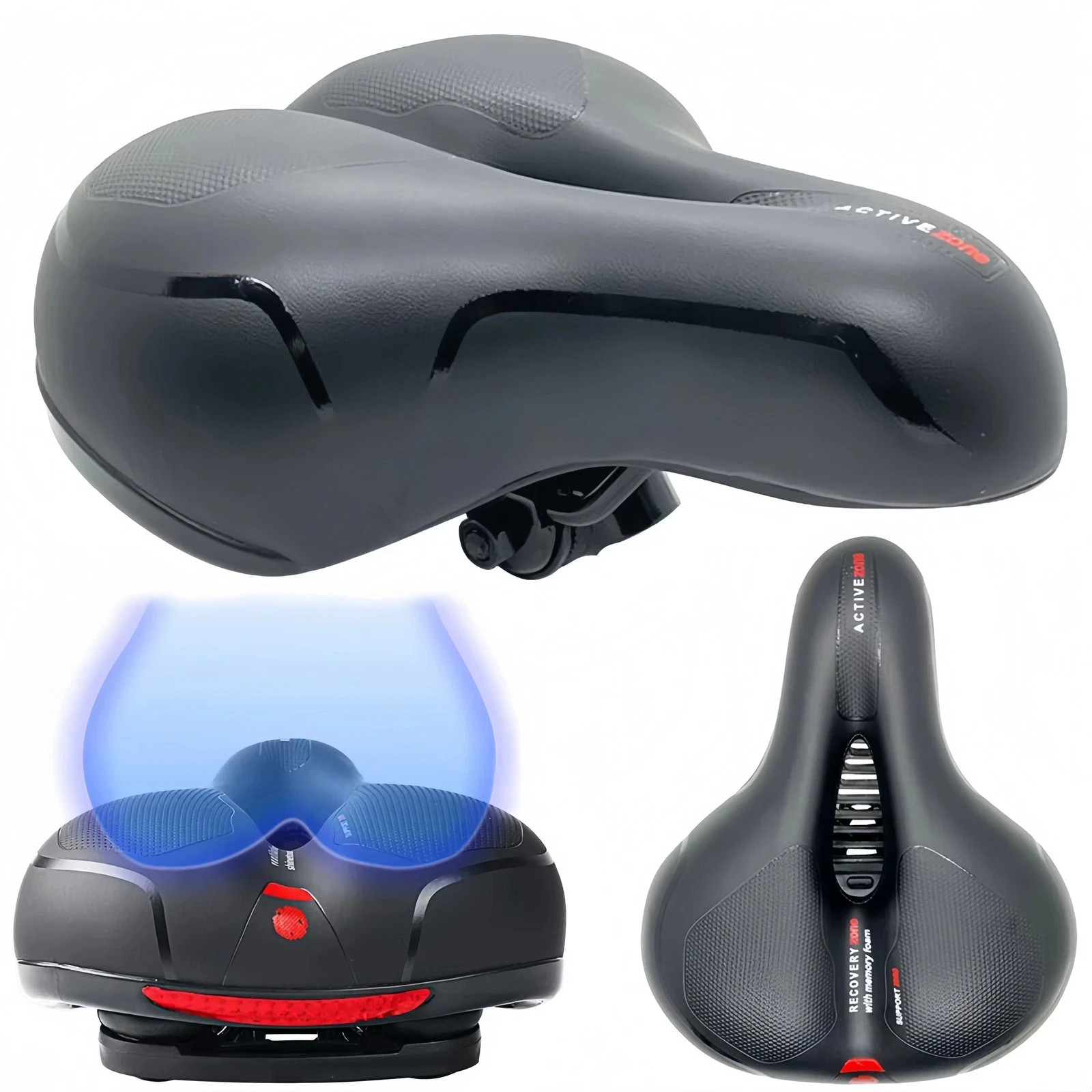 Comfort Bike Seat Cushion Soft Gel Extra Wide Big Bum Bicycle Saddle Pad Sporty