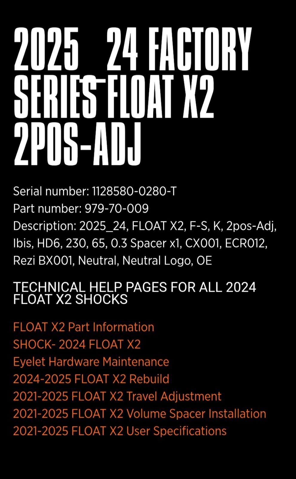 2025 FOX FACTORY FLOAT X2 SHOCK 230MM X 65MM Enduro Mtb