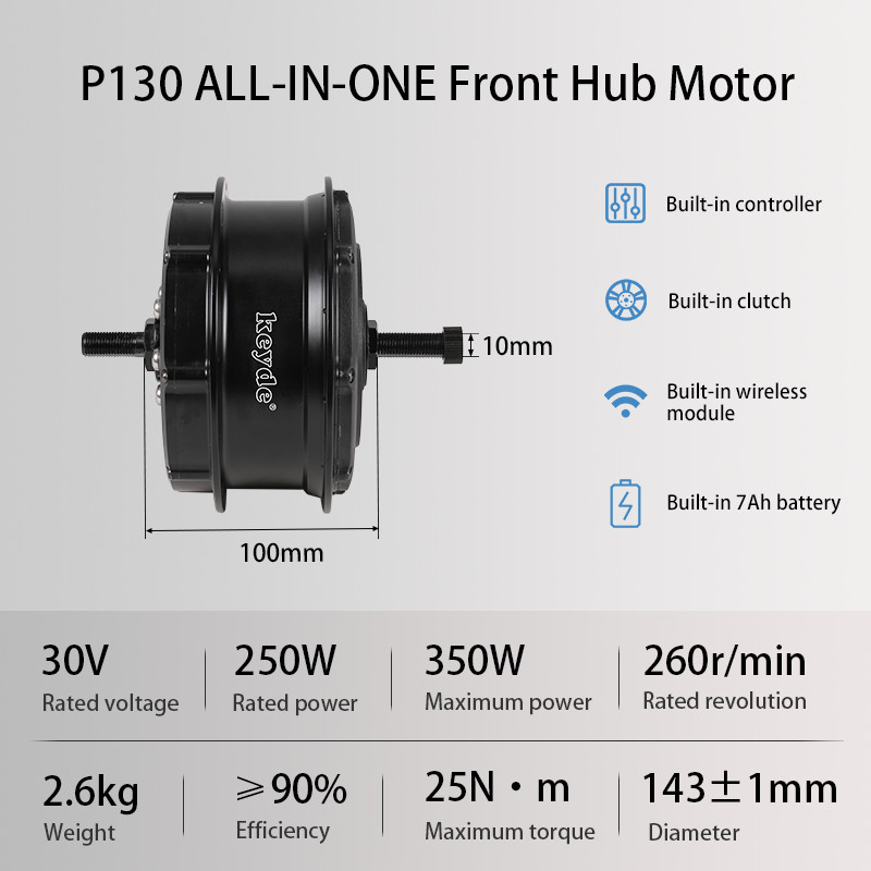 Keyde P130 All-In-One Hub Ebike Conversion Kit Integrated Battery and Controller