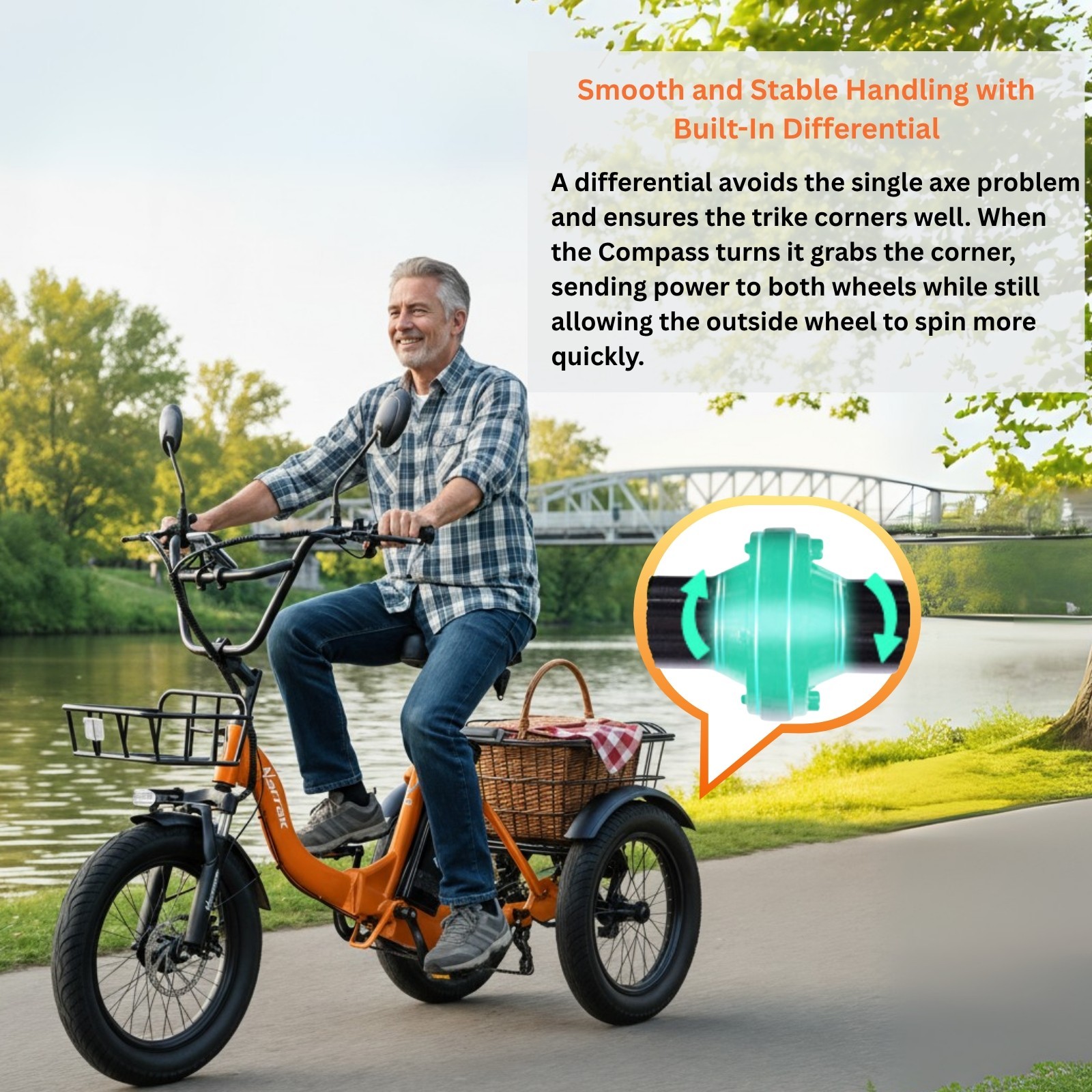 NARRAK Fat Tire Folding Electric Tr-ike Peak for Adults 13Ah Shimano 7-Speed N3