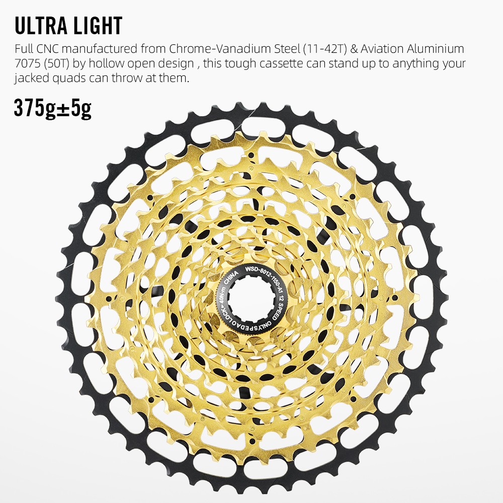 12S MTB Cassette 12s 11-50 Tooth, CNC Machined Steel Freewheel for Shimano HG