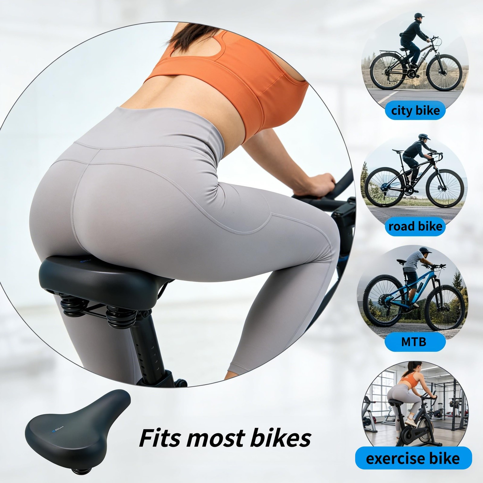 XIAOTINGZI Oversized Ergonomic Comfort Bike Seat 9.7″x8″, Ascent Saddle 2.0, …