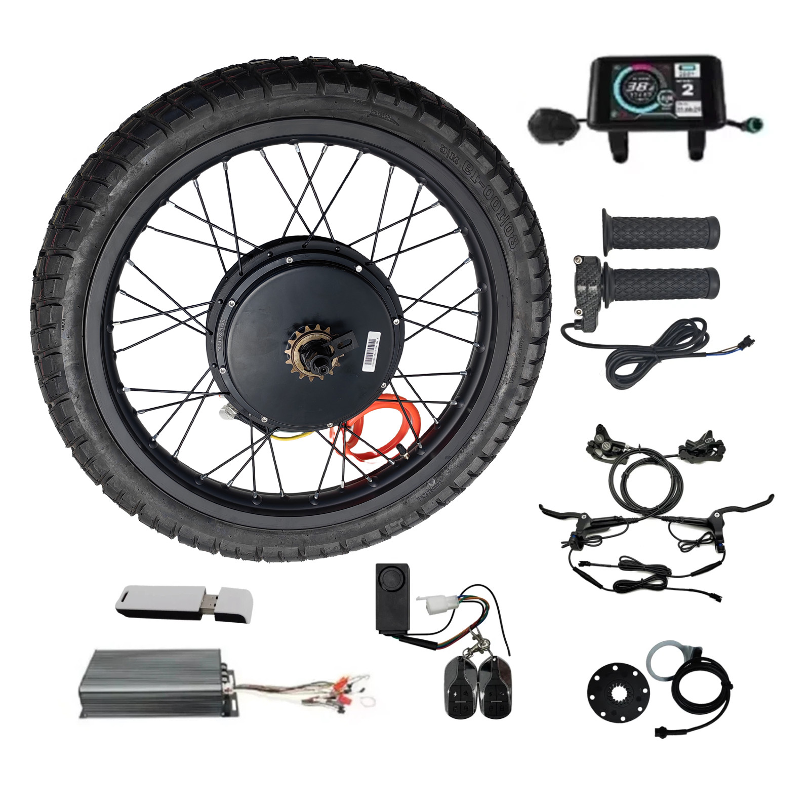 48V-72V 150A 5000W 17″ 19″ 21″Electric Motorcycle Rear Wheel Conversion Kit