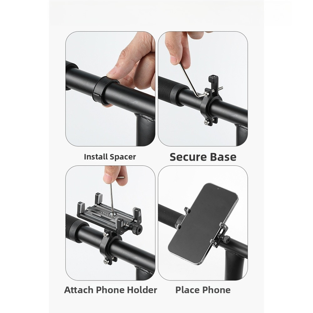 Motorcycle Handlebar Phone Holder Aluminum Alloy 4-Claw Lock 58-88mm Width