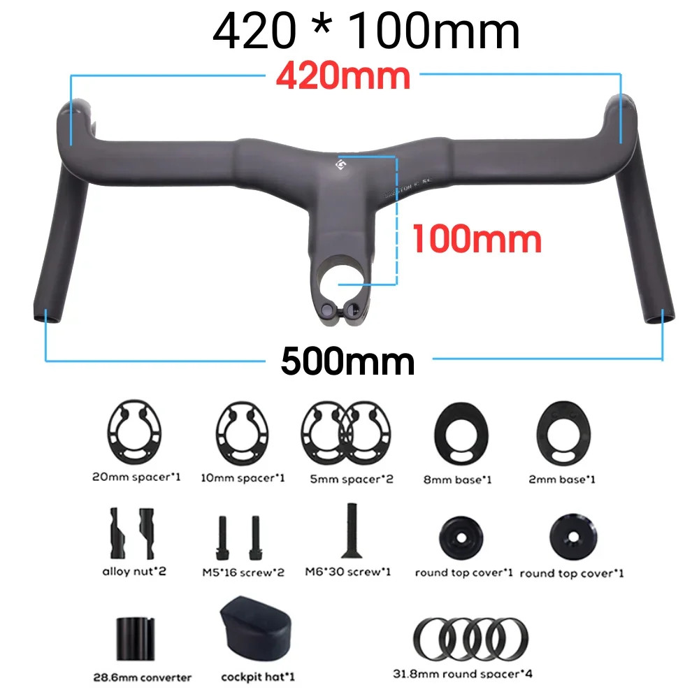 Carbon Fiber Aero Integrated Road Bike Drop Bar 16 Degree Flare 31.8mm Clamp