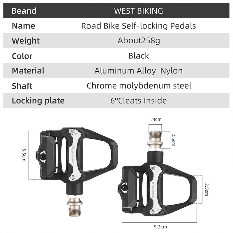 WEST BIKING Bike Flat/SPD Self-locking Pedals Cycling Cleat Sealed Bearing Pedal