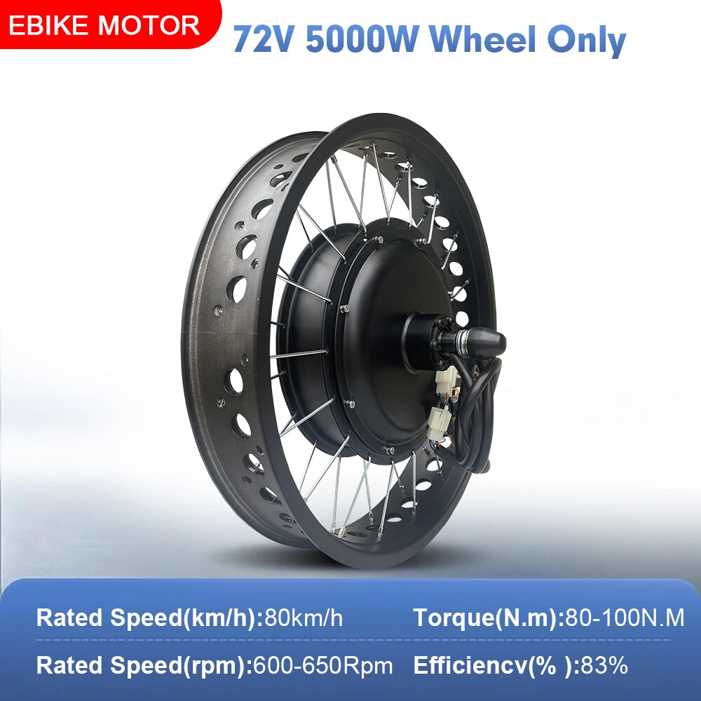 72V 5000W 4.0Tyre 20/24/26inch Snow Fat E-bike Brushless Non-gear Rear Hub Motor