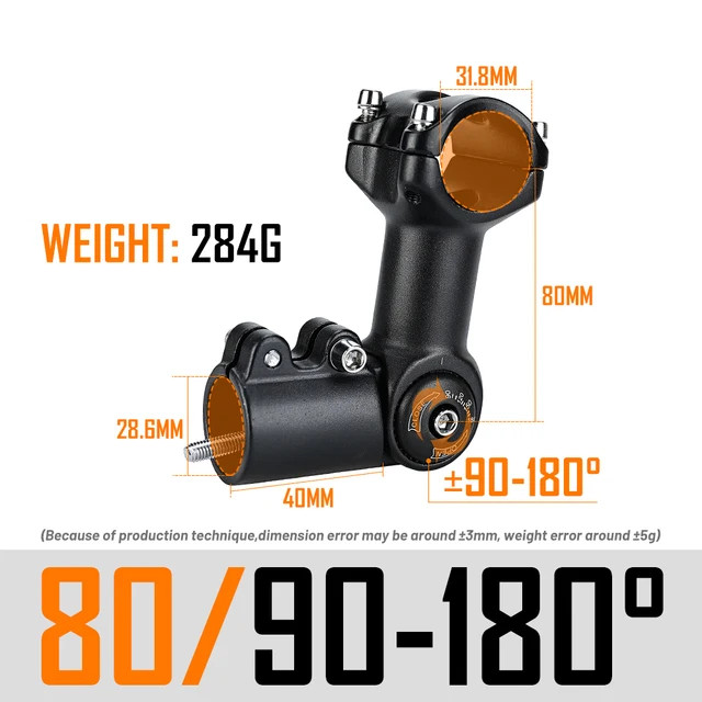 Bicycle Adjustable Stem 25.4/31.8mm Riser Bicycle Handle 60 / 80 / 93 / 100mm