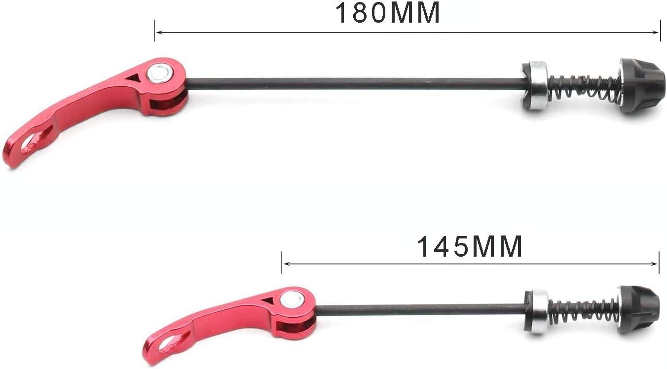 Red MTB Wheel Hub Skewers Pair Quick Release 145/180mm Steel Aluminum