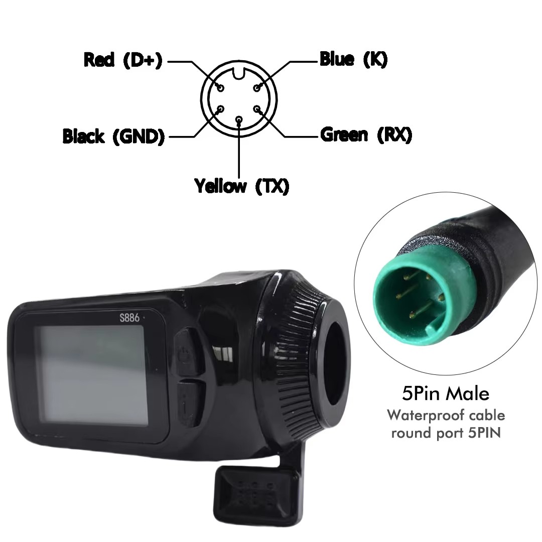 UART 2 S886 Electric Bike LCD Display Dashboard Meter E Scooter Panel UART 2