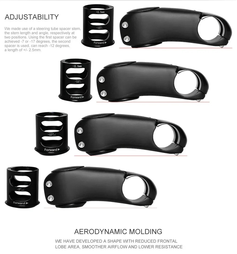 3 Degrees Stem Carbon Fiber MTB/Road Bicycle Carbon Stem Adapter Computer Mounts